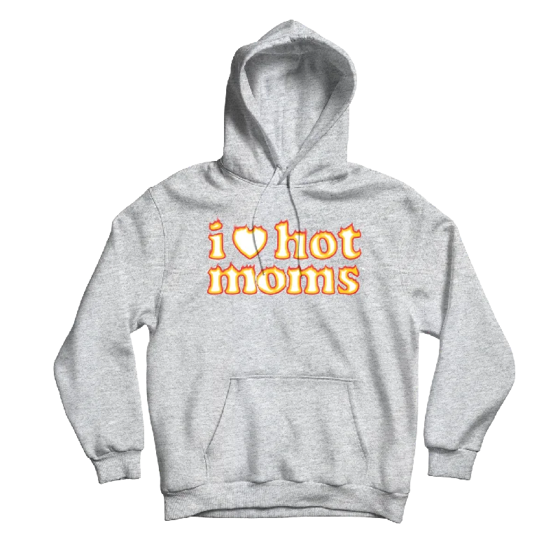 Sports Hoodie-I Heart Hot Moms Flame Grey Hoodie