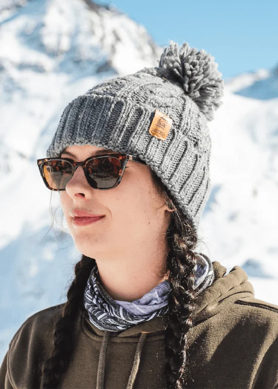 Travel Adventure Hat-Wanderer Pom Bobble Hat in Grey