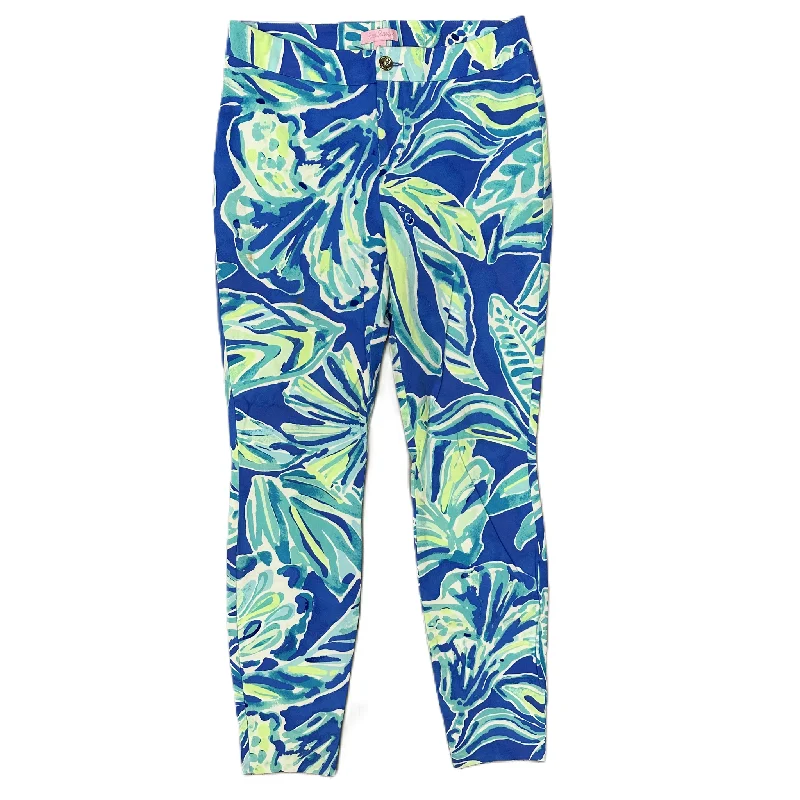 Classic Flat Front Pants-Pants Designer By Lilly Pulitzer In Blue & Green, Size: 6