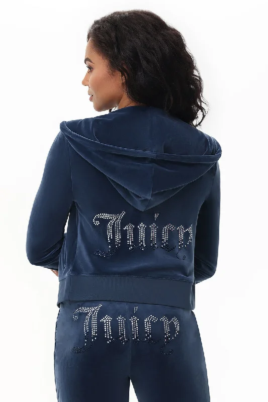 Classic Pullover Hoodie-Ombre Big Bling Velour Hoodie