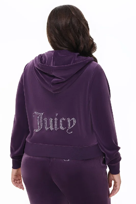 Cool Graphic Hoodie-Plus-Size OG Big Bling Velour Hoodie