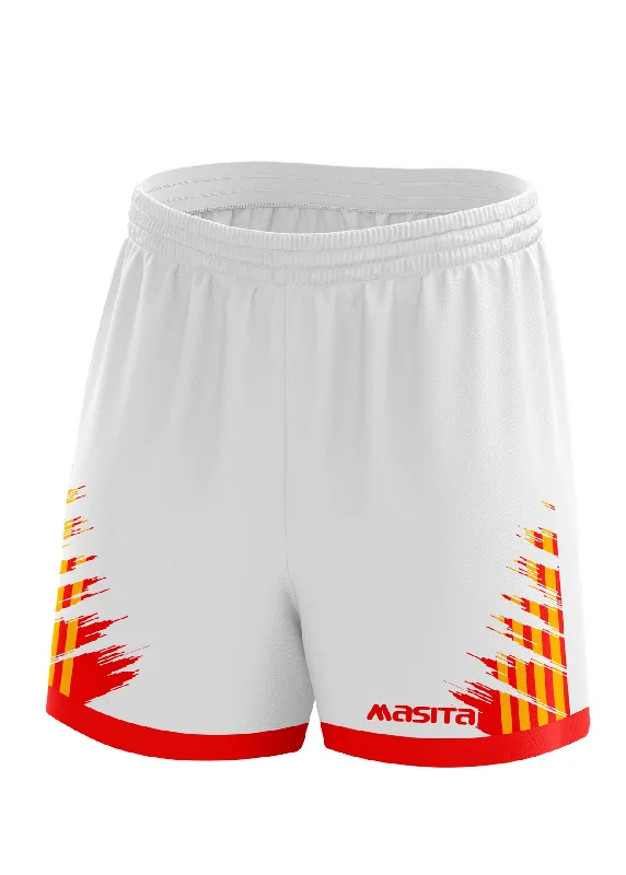 Sporty Running Shorts-Barkley Gaelic Shorts White/Red/Amber Adult