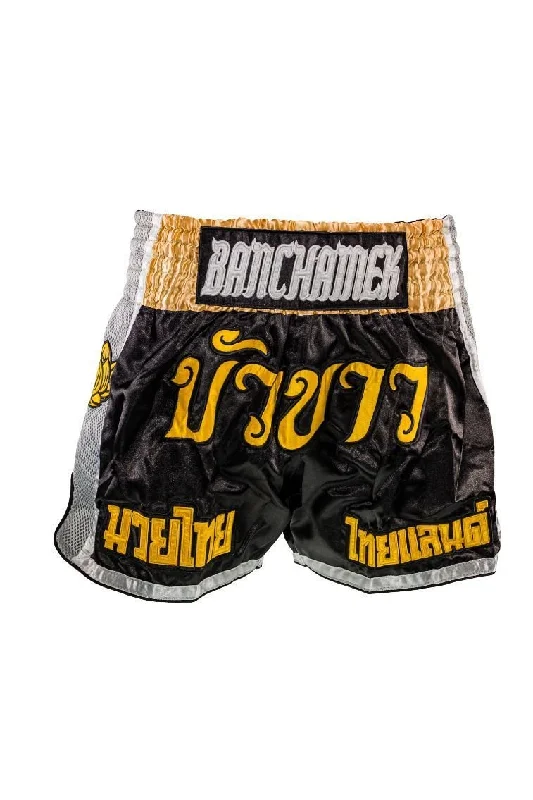 Trendy Graphic Lounge Shorts-Buakaw ShortsBFG1-2 BLACK/GOLD/GREY