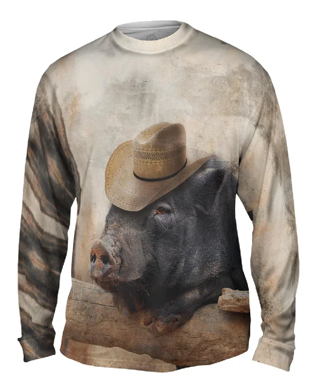 Trendy Graphic Long Sleeve-Cowboy Saloon Pig