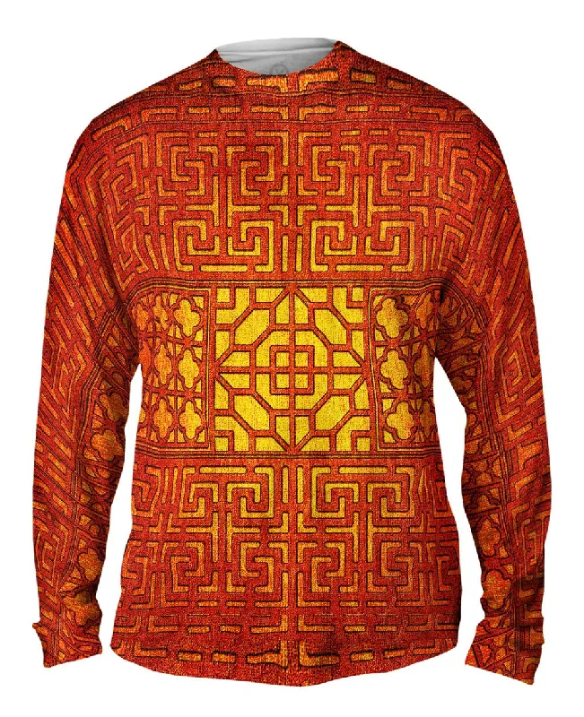 Comfortable Casual Long Sleeve-Eastern Tapestry Orange