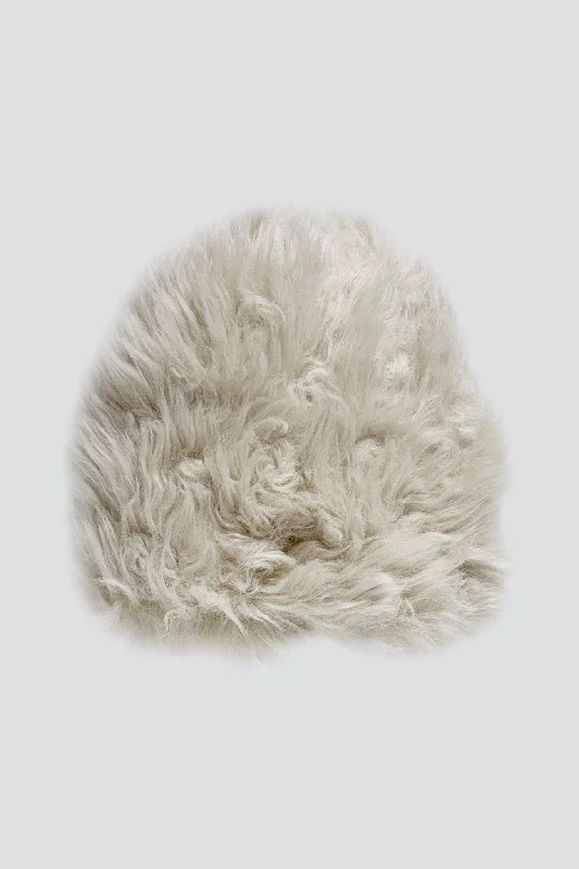 Breathable Mesh Hat-Cream Shag Faux Fur Toque