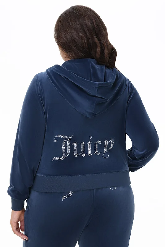 Premium Cotton Hoodie-Plus-Size OG Big Bling Velour Hoodie