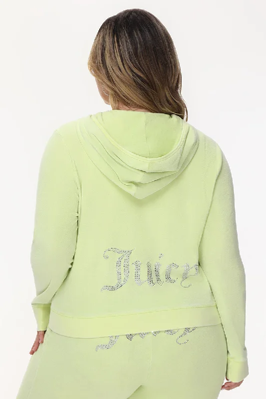 Relaxed Zip Hoodie-Plus-Size Big Bling Towel Terry Zip Hoodie