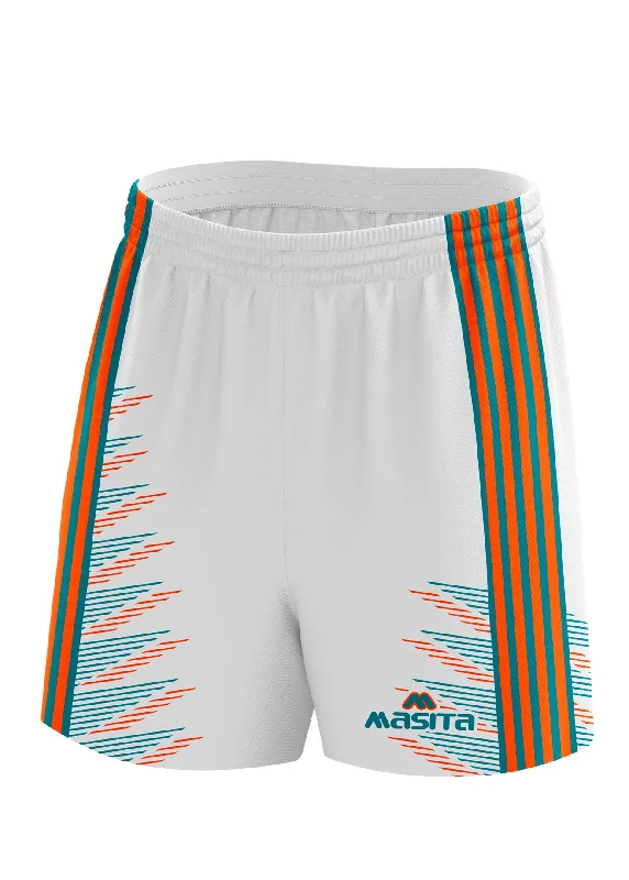 Fashionable Cargo Shorts-Hydro Gaelic Shorts White/Orange/Ocean Green Adult