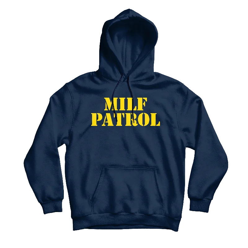 Premium Cotton Hoodie-Milf Patrol Navy Hoodie