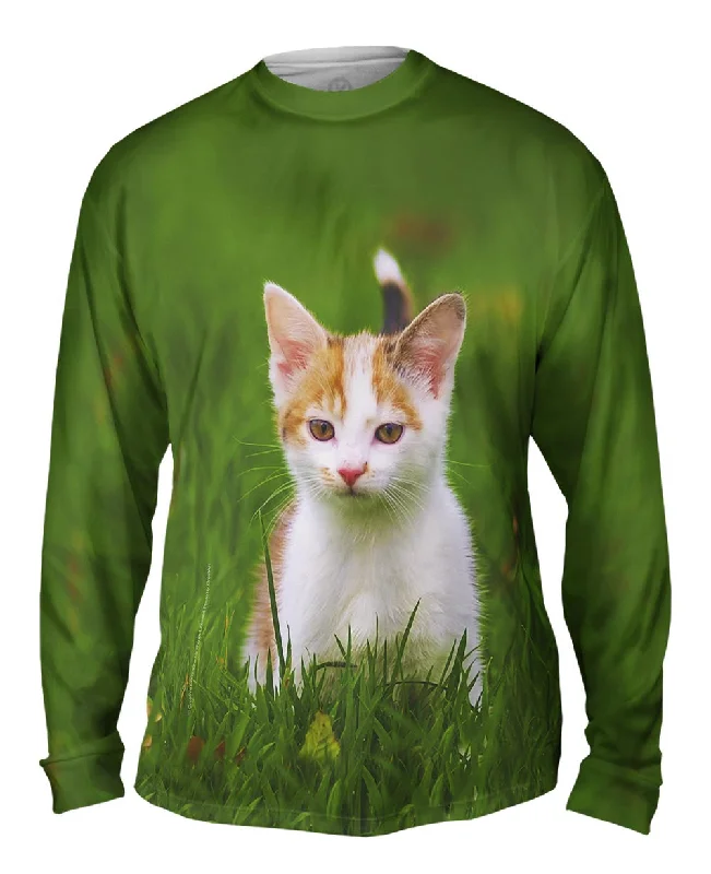 Custom Embroidered Long Sleeve Shirt-Cute As A Button Kitty Cat