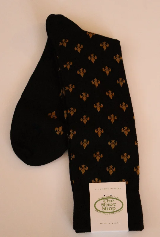 Comfortable Wool Blend Socks-The Shirt Shop Dress Socks  Fleur De Lis (2 Colors)