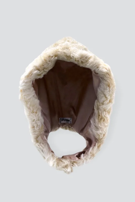 Classic Military Hat-Cream Shag Faux Fur Sno Hood