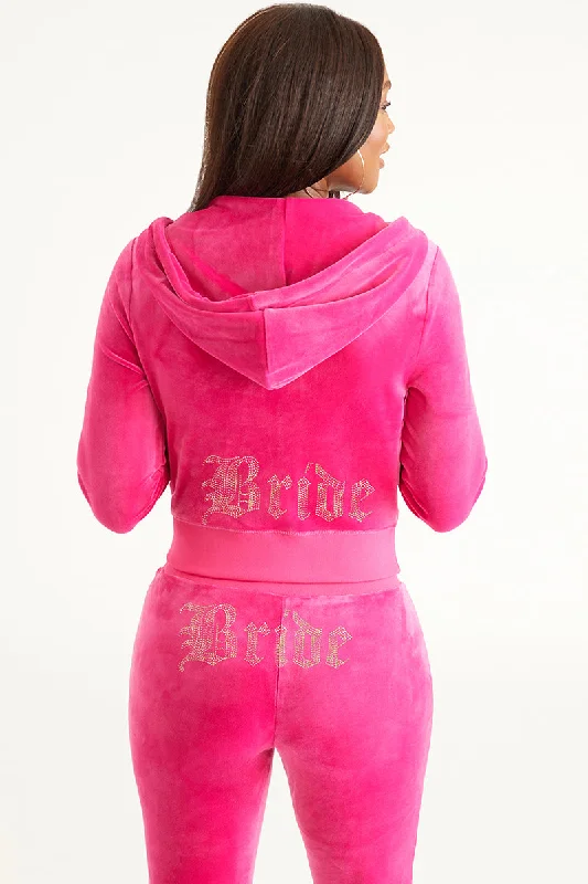 Soft Cotton Hoodie-Bride Big Bling Velour Hoodie