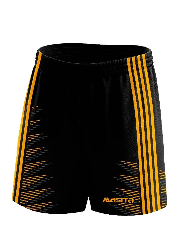 Comfortable Lounge Shorts-Hydro Gaelic Shorts Black/Amber Adult