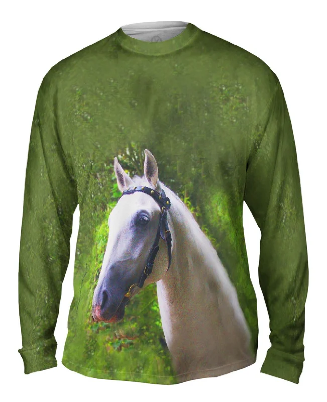 Comfortable Fitted Long Sleeve-Dreamy Ghost White Paso Fino Horse