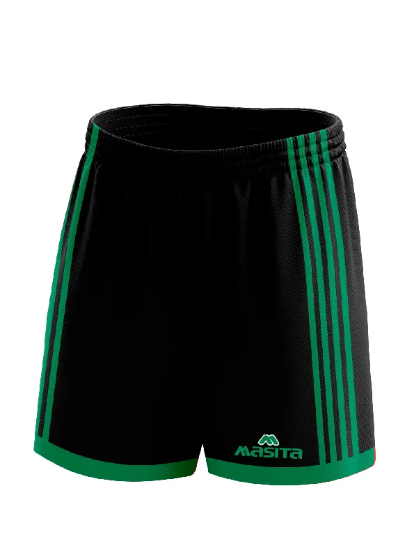 Comfortable Jogging Shorts-Solo Gaelic Shorts Black/Green Adult