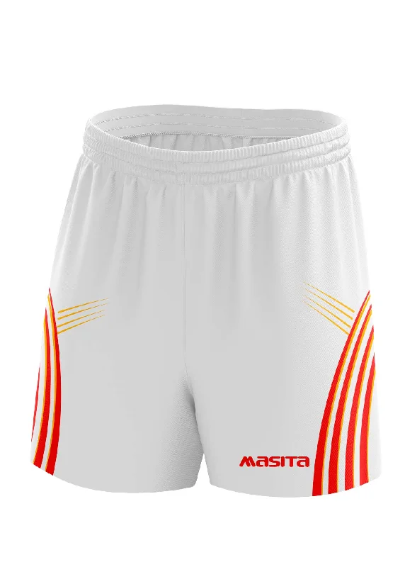 Personalized Casual Shorts-Casey Gaelic Shorts White/Red/Amber Adult