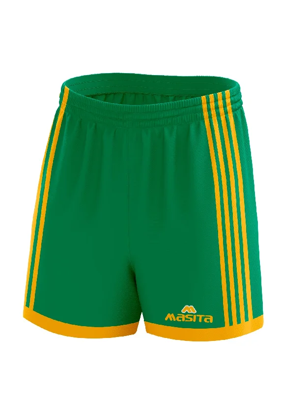 Trendy Graphic Lounge Shorts-Solo Gaelic Shorts Green/Amber Adult