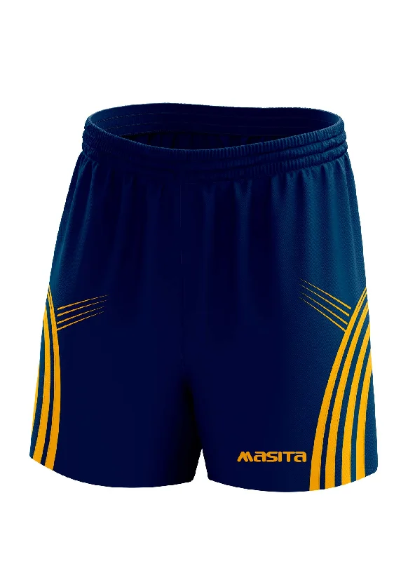 Comfortable Stretch Shorts-Casey Gaelic Shorts Navy/Amber Adult