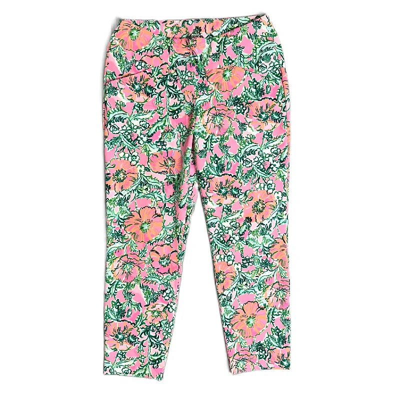 Classic Pleated Dress Pants-Pants Designer By Lilly Pulitzer In Green & Pink, Size: 6