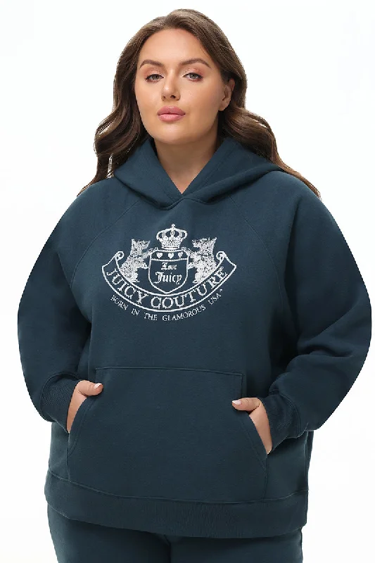 Printed Graphic Hoodie-Plus-Size Oversized Fleece Scottie Dog Hoodie