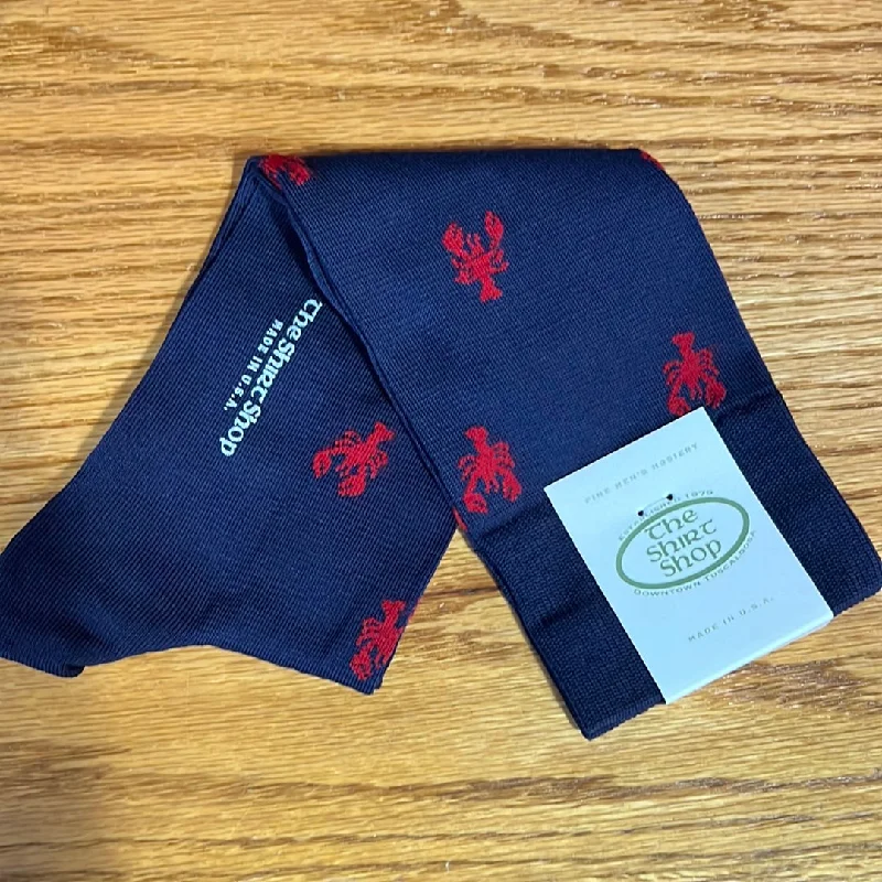 Comfortable Cotton Blend Socks-The Shirt Shop Dress Socks - Navy/Red Lobster