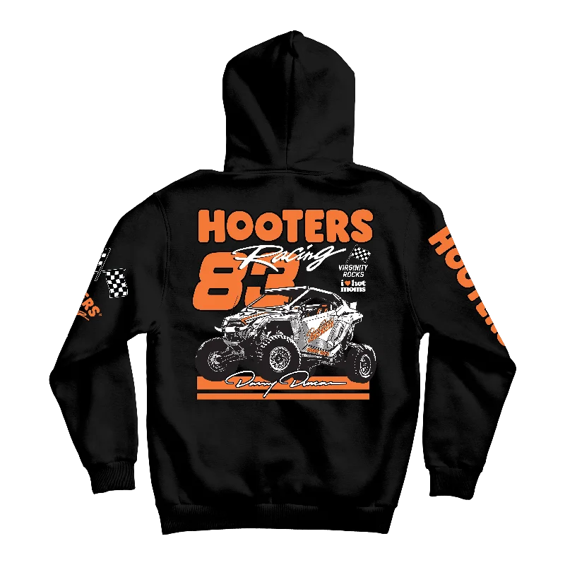 Relaxed Zip Hoodie-Rzr Hooters Racing Black Hoodie