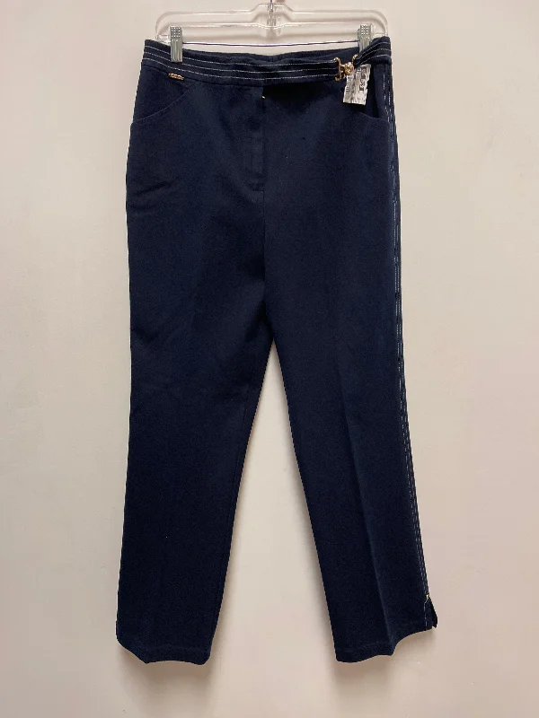 Stylish Overalls Pants-Pants Designer By St John Collection In Navy, Size: 10