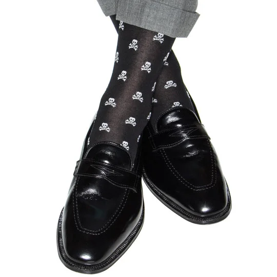 Classic Black Socks-The Shirt Shop Black/White Skull Cotton Dress Sock