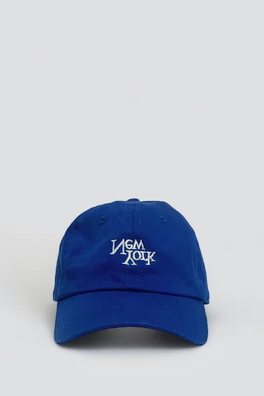 Designer Hat Cap-New York V2 Embroidered Hat - Cobalt Blue/White