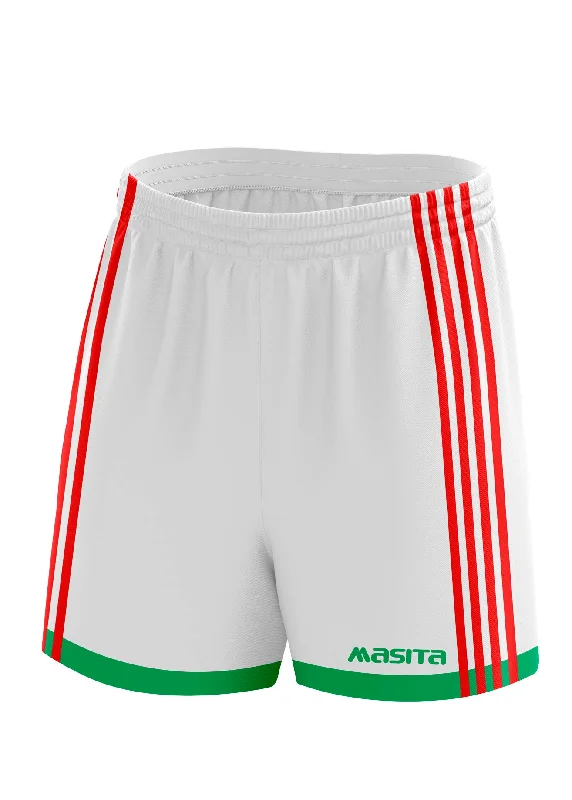 Trendy Patterned Shorts-Solo Gaelic Shorts White/Green/Red Adult