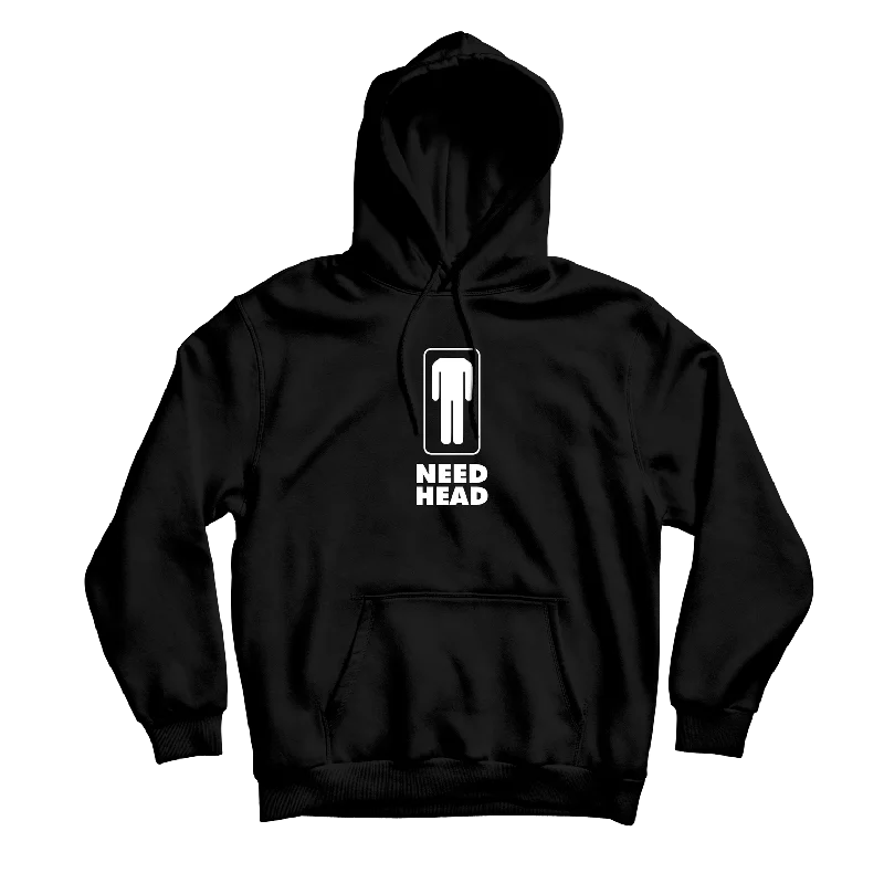 Trendy Hoodie Sweatshirt-Need Head Black Hoodie