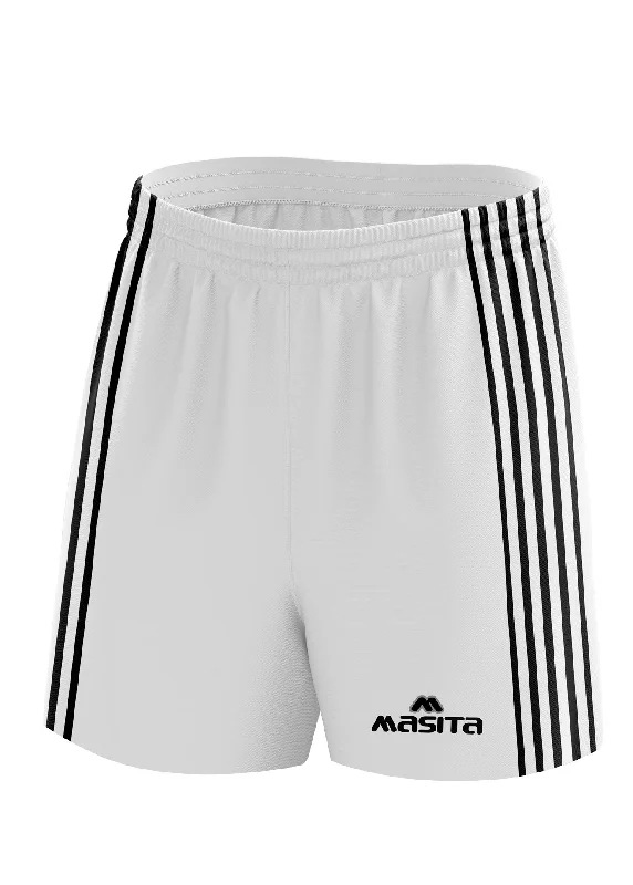 Relaxed Summer Shorts-Donard Gaelic Shorts White/Black Adult