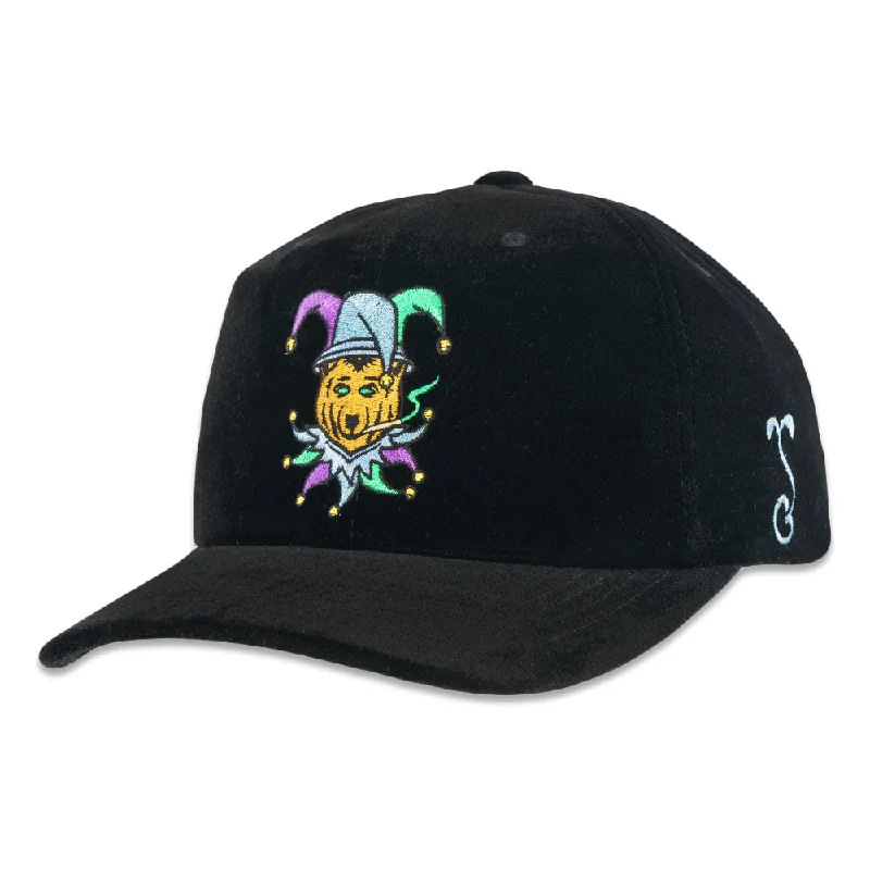 Adjustable Snapback Hat-Jester Bear Black Dad Hat