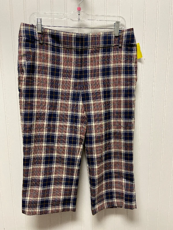 Trendy Bootcut Trousers-Pants Designer By Tory Burch In Plaid Pattern, Size: 6