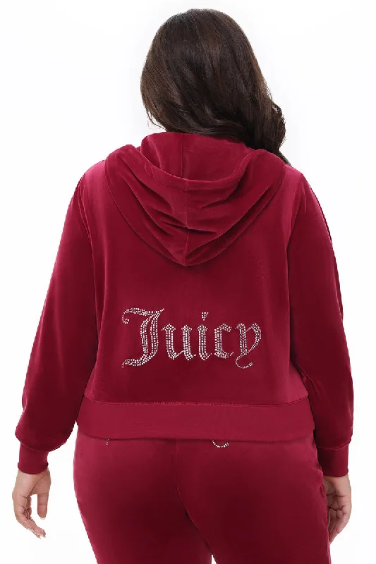 Casual Lounge Hoodie-Plus-Size OG Big Bling Velour Hoodie