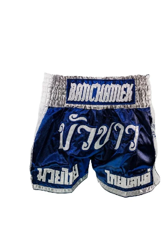 Personalized Casual Shorts-Buakaw Shorts BFG1-3 NAVY/SILVER/WHITE