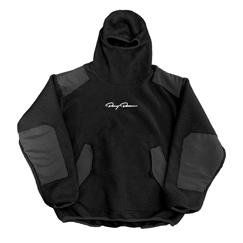 Cozy Zip-Up Hoodie-Signature Balaclava Black Sherpa Hoodie