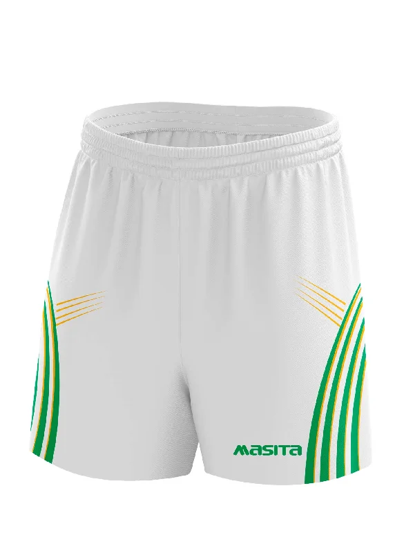 Sporty Quick-Dry Shorts-Casey Gaelic Shorts White/Green/Amber Adult