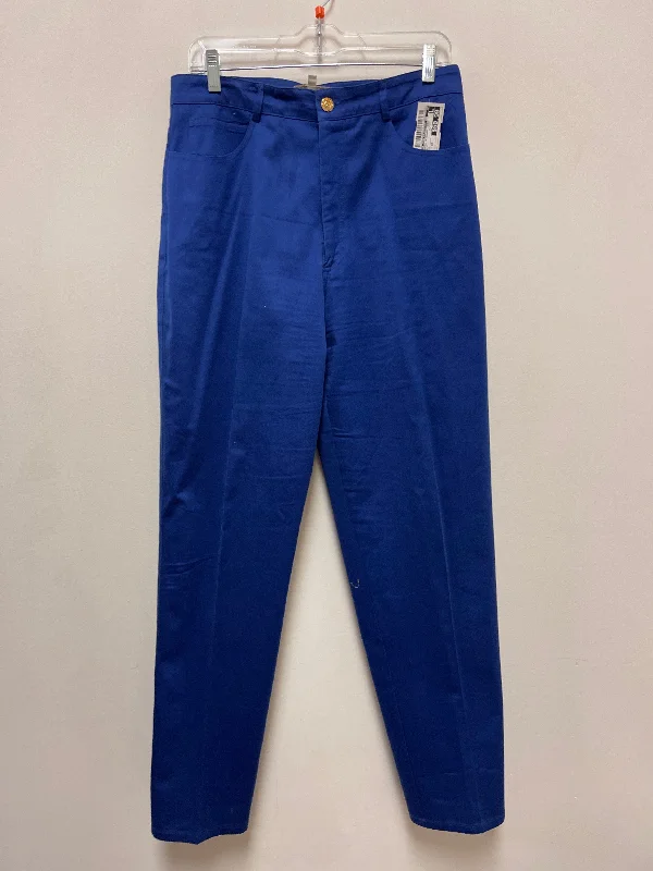 Trendy Bootcut Trousers-Pants Designer By St John Collection In Blue, Size: 10