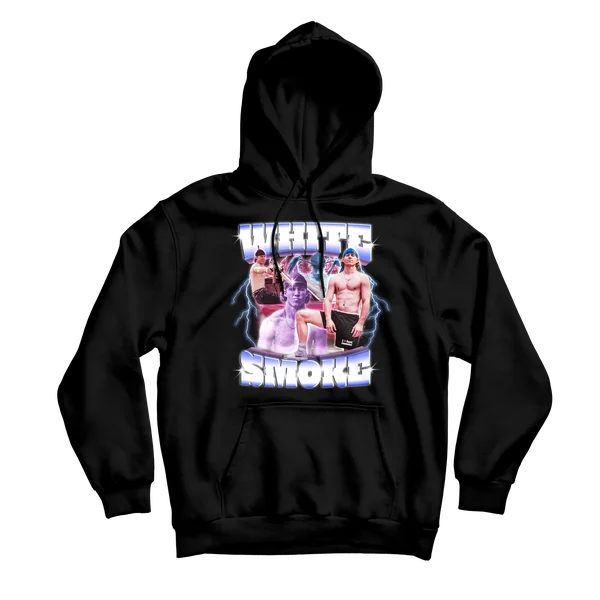 Customizable Hoodie-White Smoke Black Hoodie