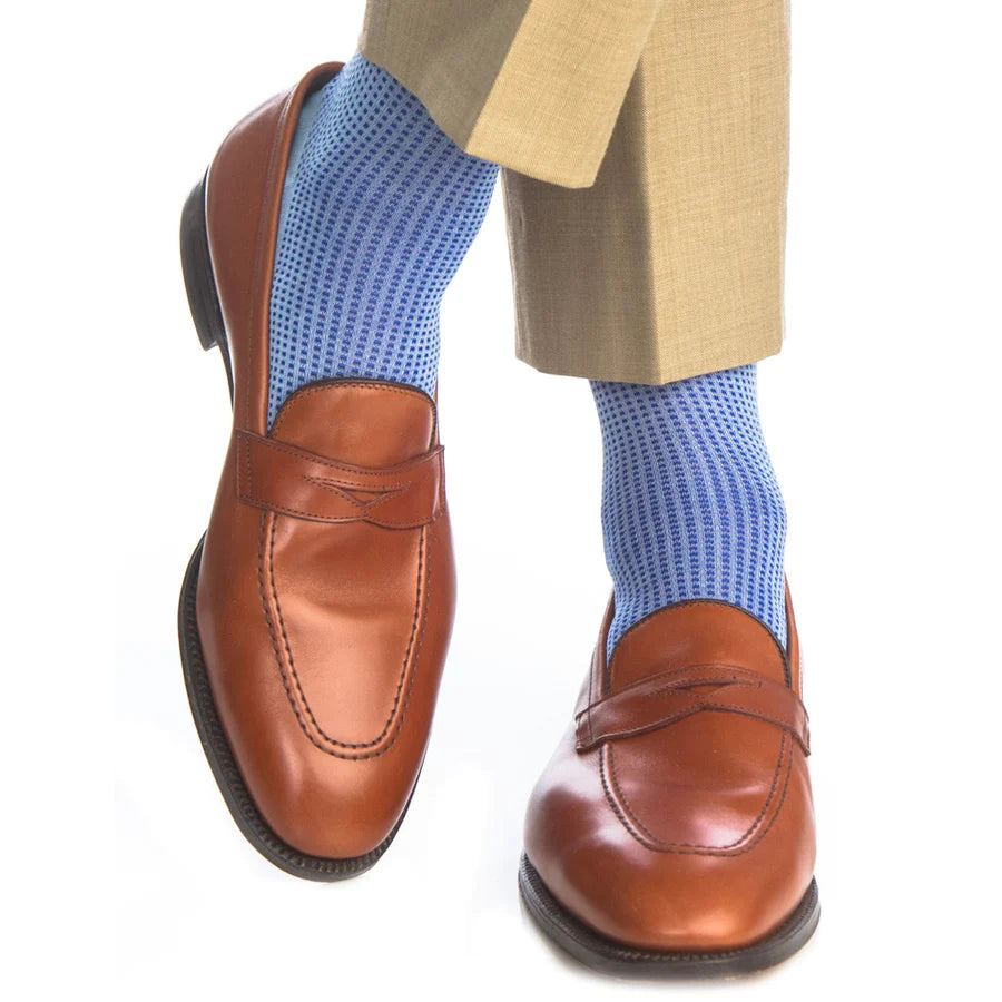 Vibrant Patterned Socks-The Shirt Shop - Grenadine Micro Check Dress Socks (4 Colors)