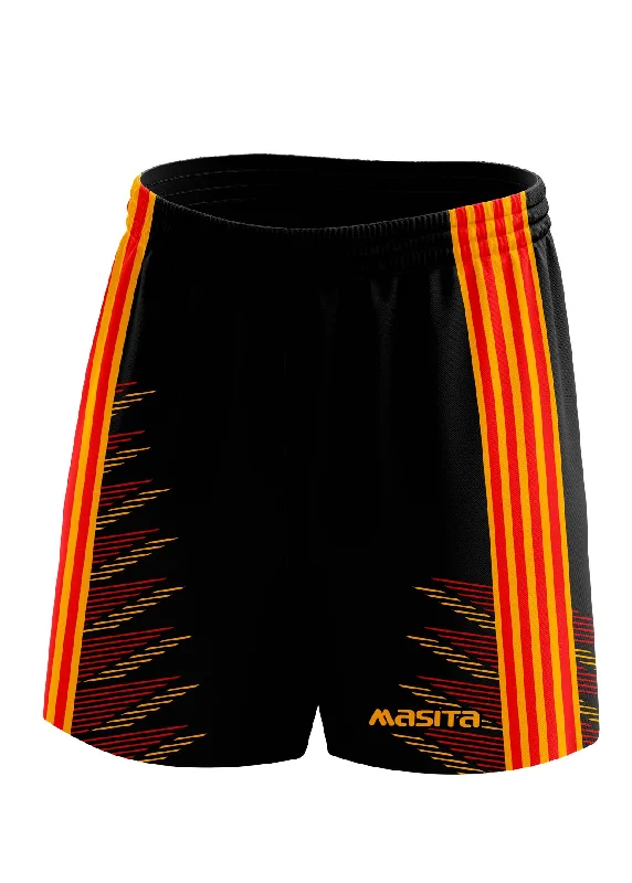 Urban Style Shorts-Hydro Gaelic Shorts Black/Red/Amber Adult