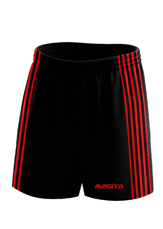 Relaxed Fit Shorts-Donard Gaelic Shorts Black/Red Adult