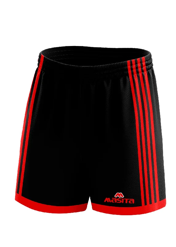 Relaxed Weekend Shorts-Solo Gaelic Shorts Black/Red Adult