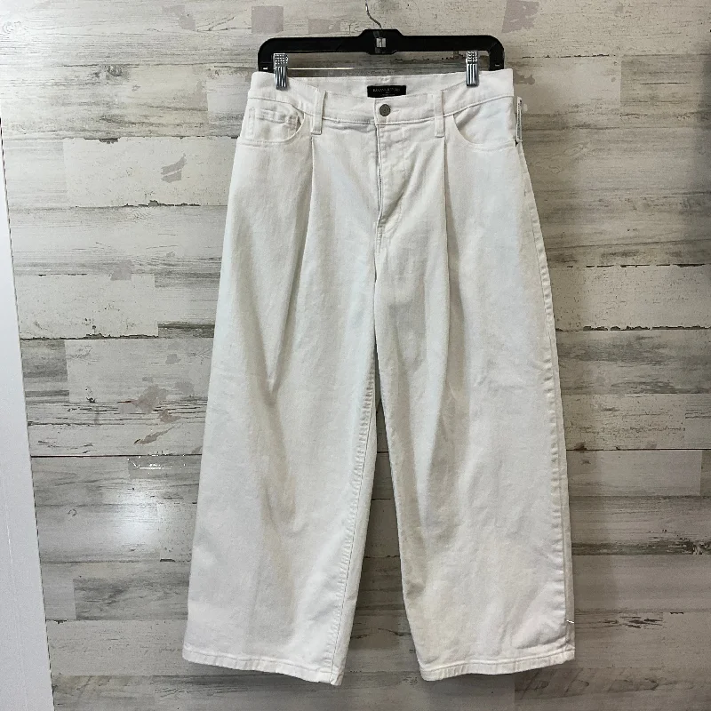 Custom Embroidered Joggers-Pants Wide Leg By Banana Republic In White Denim, Size: 6