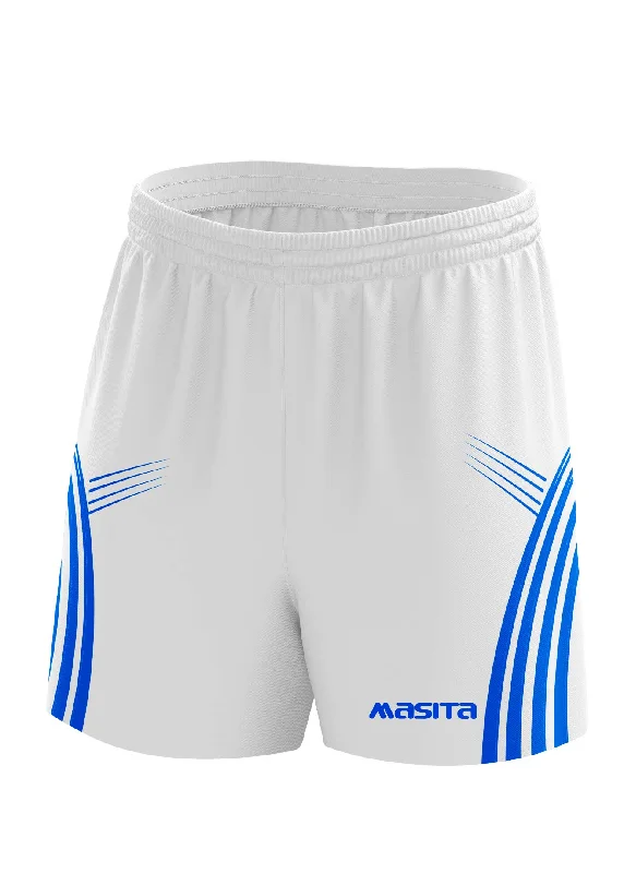 Printed Graphic Shorts-Casey Gaelic Shorts White/Blue Adult