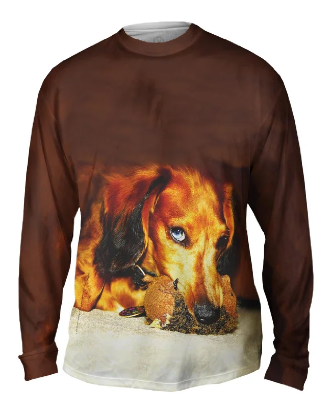 Fashion Graphic Long Sleeve-Dachshund With Chew Toy