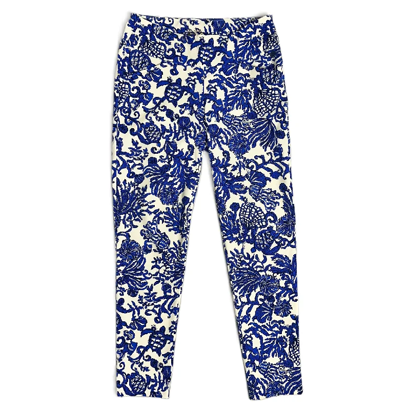 Casual Sweat Joggers-Pants Designer By Lilly Pulitzer In Blue & White, Size: 4